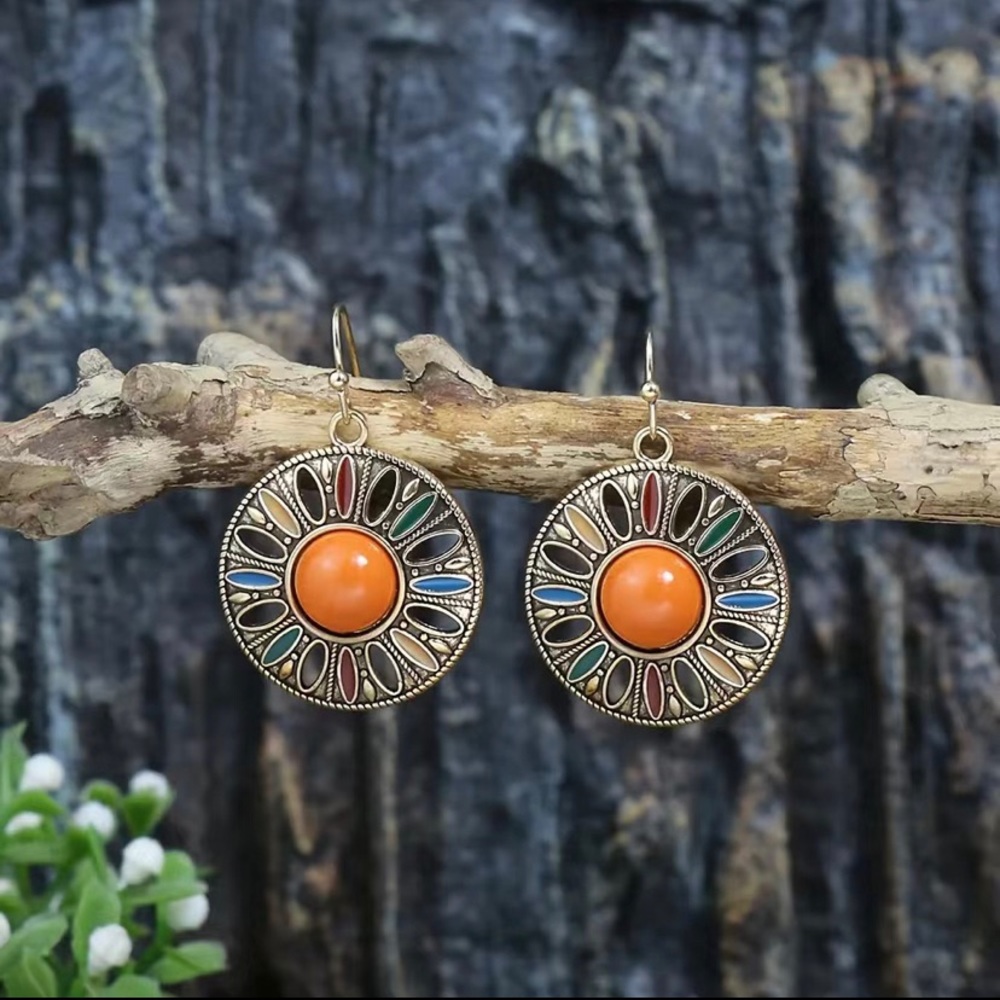 Vintage Style Women's Earrings Multicolor Geometric Single Pair Earrings